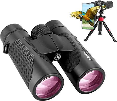 Best Review 12x42 High Definition Binoculars for Adults with Universal Phone Adapter - Super Bright Binoculars with Large View- Lightweight Waterproof Binoculars for Bird Watching Hunting stargazing Hiking Sports